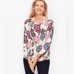 NWT, Talbots poet sleeves elevate this colorful floral top, long sleeves